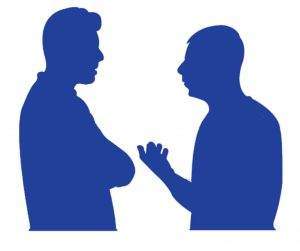Men chatting silhouette illustration